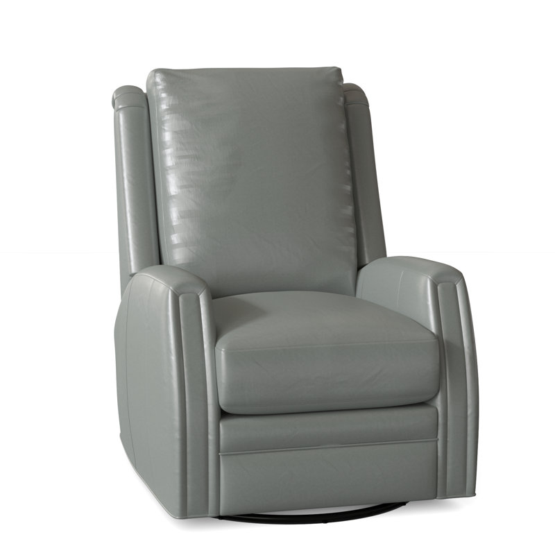Lockhart Recliner, Swivel Glider with Manual Recline & Inside Release, Alpine Dark Grey Genuine Leather, No Nailhead