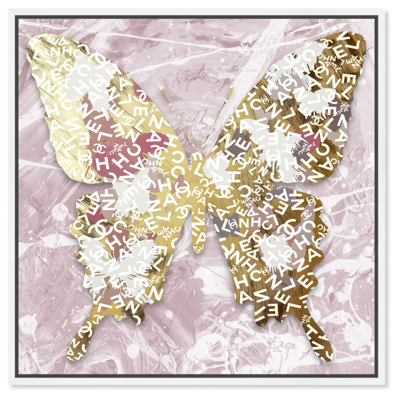 «Butterfly Graffiti Canvas Glam Fashion» par Art Remedy, Cadre blanc, H 31 po x l 31 po