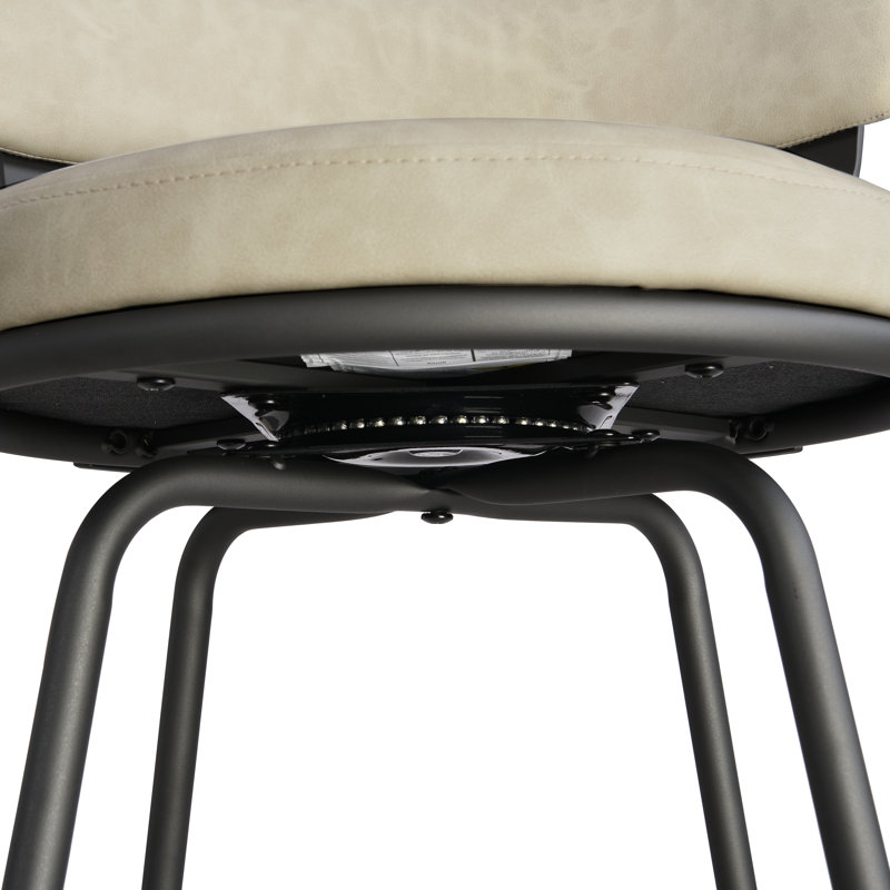 Tabouret de bar et de comptoir pivotant à dossier bas Kipton, Tabouret de bar (siège d’une hauteur de 30 po), Beige