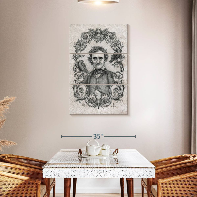 Leisha Edgar Allan Poe Drawing, 32" H x 20" W