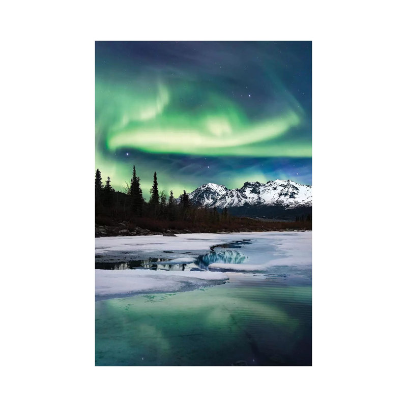 Northern Lights Landscape 1 Piece Wrapped Canvas Wall Art, 101.6 cm H x 66.04 cm W x 1.91 cm D