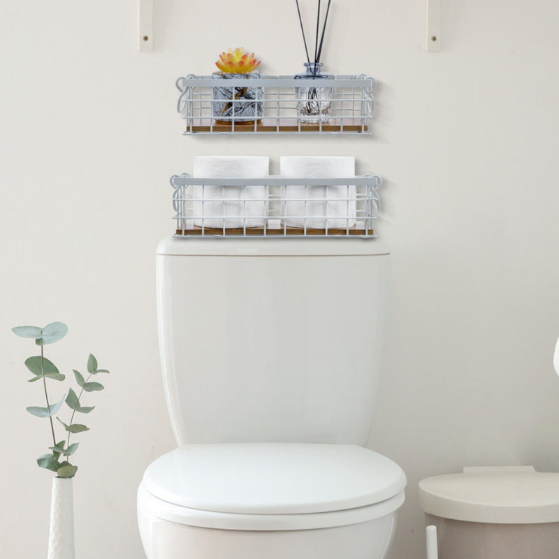 2-Piece White Metal Storage Baskets Bin