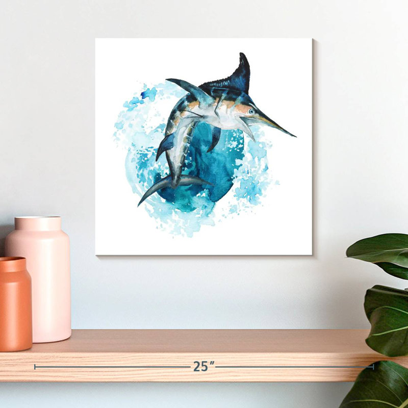 Brampt Blue Marlin Splash, 16" H x 16" W