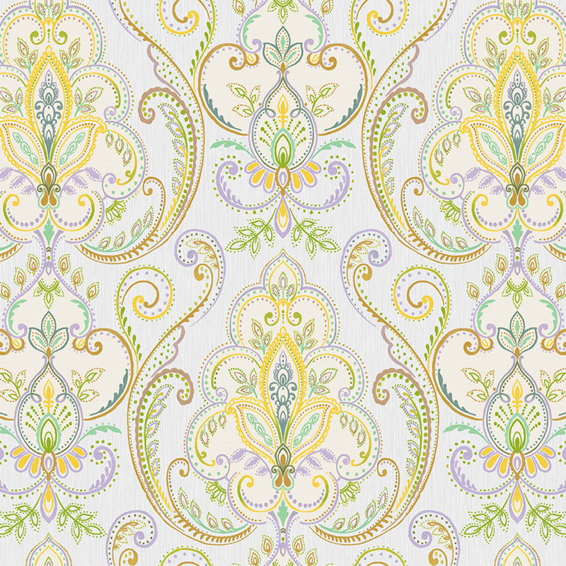 Magarita Damask Roll, White/Green