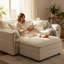 Canapé-lit modulaire en chenille 2 pièces avec méridienne et rangement pour appartements, crème-641917418
