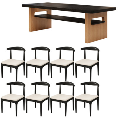 Modern simple black solid wood dining table set