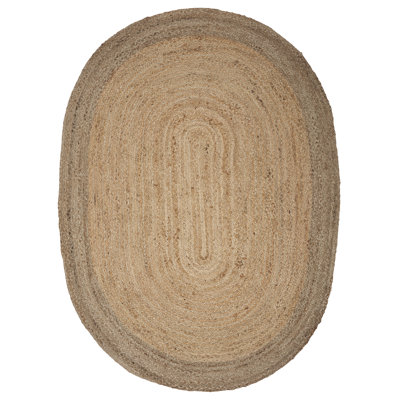 Millwood Brown/Gray Striped Contemporary Handmade Hand Braided Jute/Sisal Rug