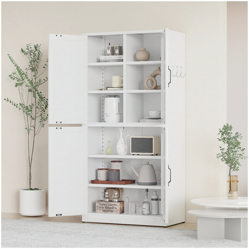 Armoire de rangement en acier blanc avec tablettes réglables, robuste et polyvalente pour plusieurs pièces