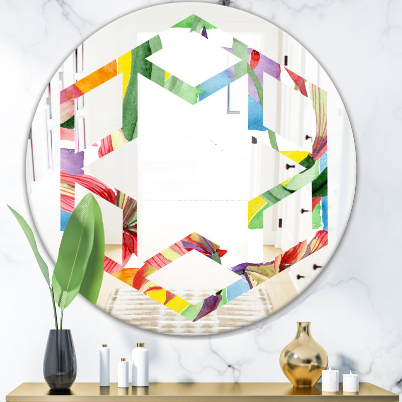 Miroir mural éclectique Floral Botanical I Hexagon Star, 23,6 po x 23,6 po
