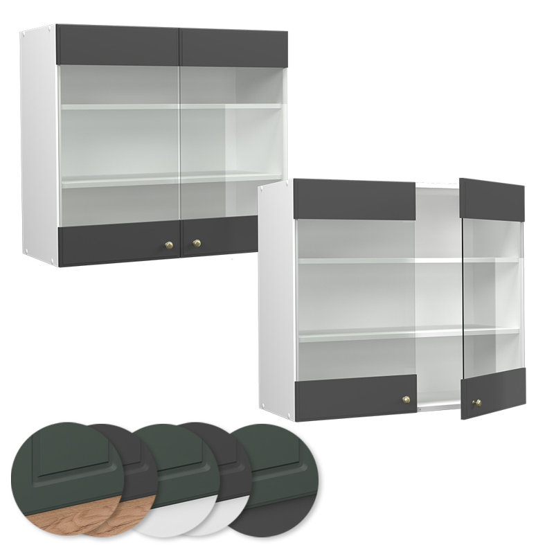 Kaelyne Display Cabinet, White/Dark grey