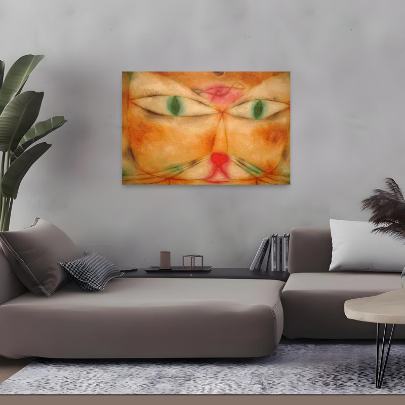 Cat And Bird Modern Bird Cat Wall Art Print by Paul Klee - Wrapped Canvas Print, 81.28cm H x 121.92cm W