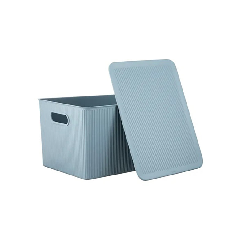 Storage Bin with Matching Lid, Stone Blue
