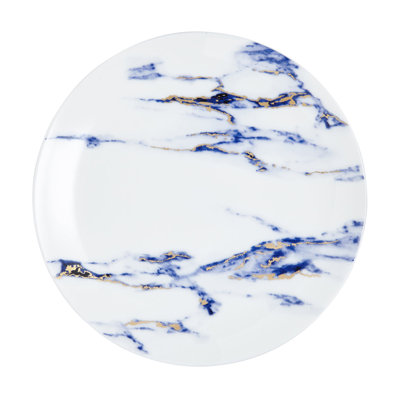 Assiette plate en porcelaine tendre 10,5 po Marble Azure