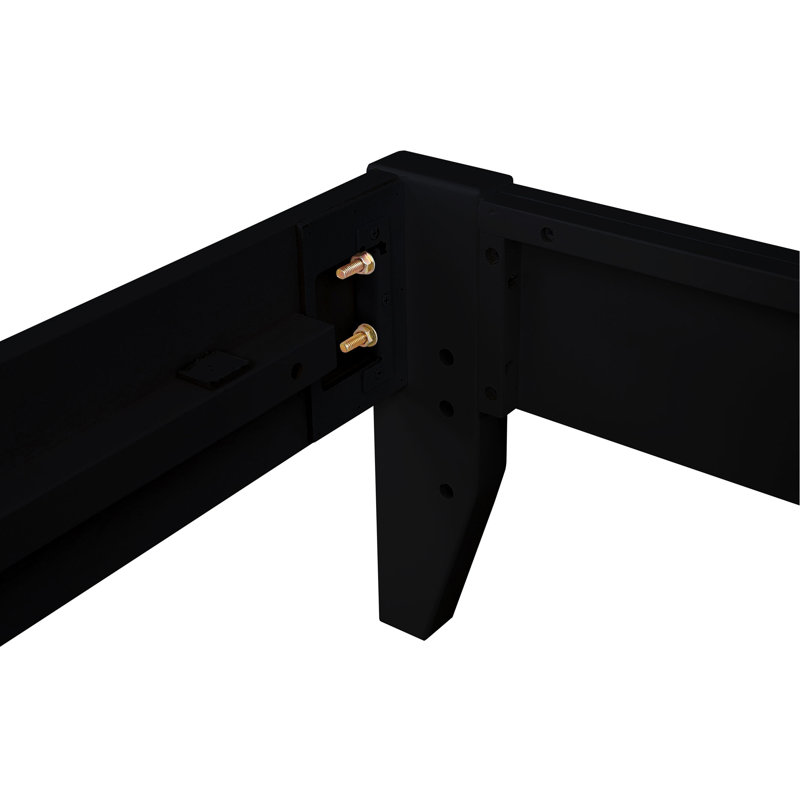 Lit universel noir pour très grand lit, structure en bois, base solide, support solide, structure de lit pour très grand lit en noir, adaptabilité, profil bas, essentiel