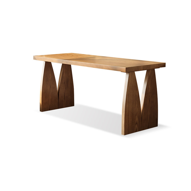Light walnut Rectangular Solid Wood desks, 29.53" H x 55.12" W x 23.62" D