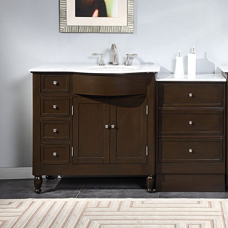 Davian Single Bathroom Vanity with Marble Top, Right Side