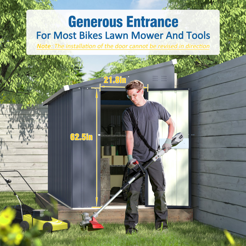 4' W x 10' D Metal Lean-to Storage Shed