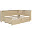 Lit de jour en bois antique blanc avec tablettes de rangement et lit gigogne