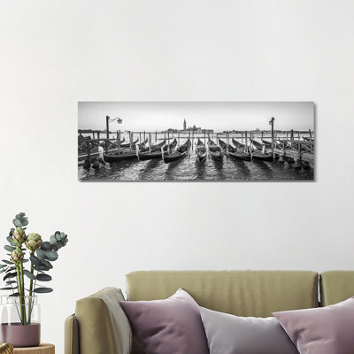 Panoramic View Of San Giorgio Maggiore With Gondolas, Venice, Italy by Jan Becke - Wrapped Canvas Panoramic Print