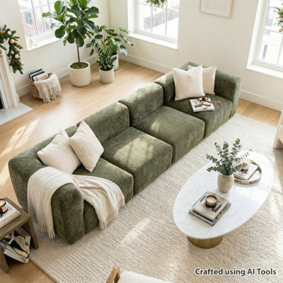 4-Piece Deep Seat Chenille Modular Sectional Sofa