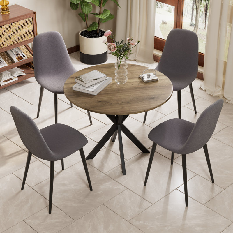 31 Inch Round Dining Table Set For 4 People, Gray