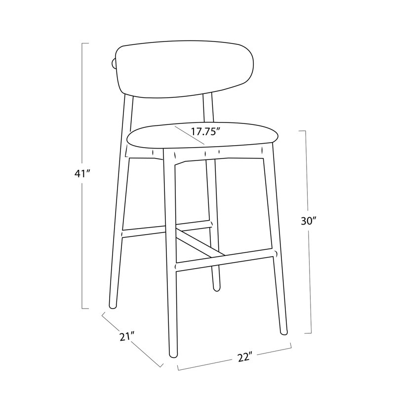 Ethan Leather Bar Stool, Black