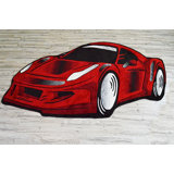 Buenrostro Free Shape 3D Kids Car Red Area Rug