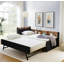 Lit de jour simple à hauteur ajustable en velours avec tête de lit à rangement et chargement sans fil, lit de jour multifonctionnel avec lit gigogne et lumières DEL, noir-554481363