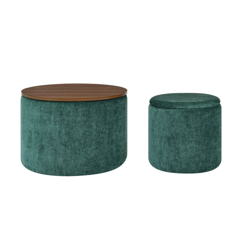 Versatile Chenille Storage Ottoman With Stylish Design And Practical Functionality, Dark Green