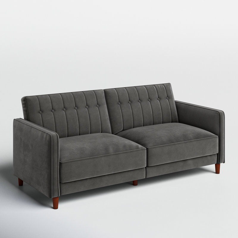 Perdue 81.5" Velvet Square Arm Convertible Sofa - Thumbnail 3