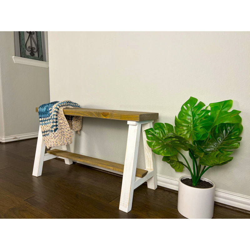 Heritage Farmhouse Entryway Bench, 21" H x 36" W x 16" D, Brown/White