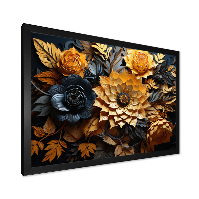 Fleur jaune contrastant beauté - impression, H 30 po x l 40 po x P 1,5 po, Cadre simple noir