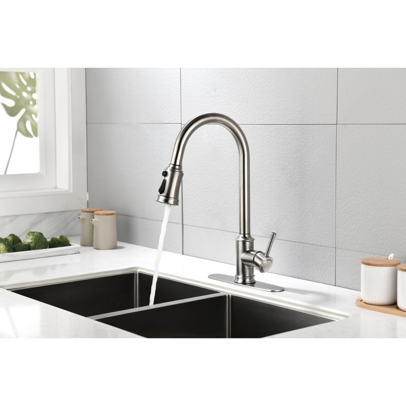 Brushed Nickel Kitchen Faucet With Pull Down And Rust Construction Stainless Steel Out Dirt Coating In