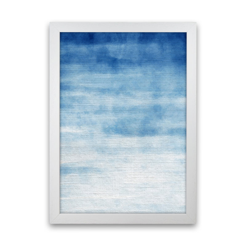 Abstract Blue - Print, White Framed, 88cm H x 64cm W x 3cm D