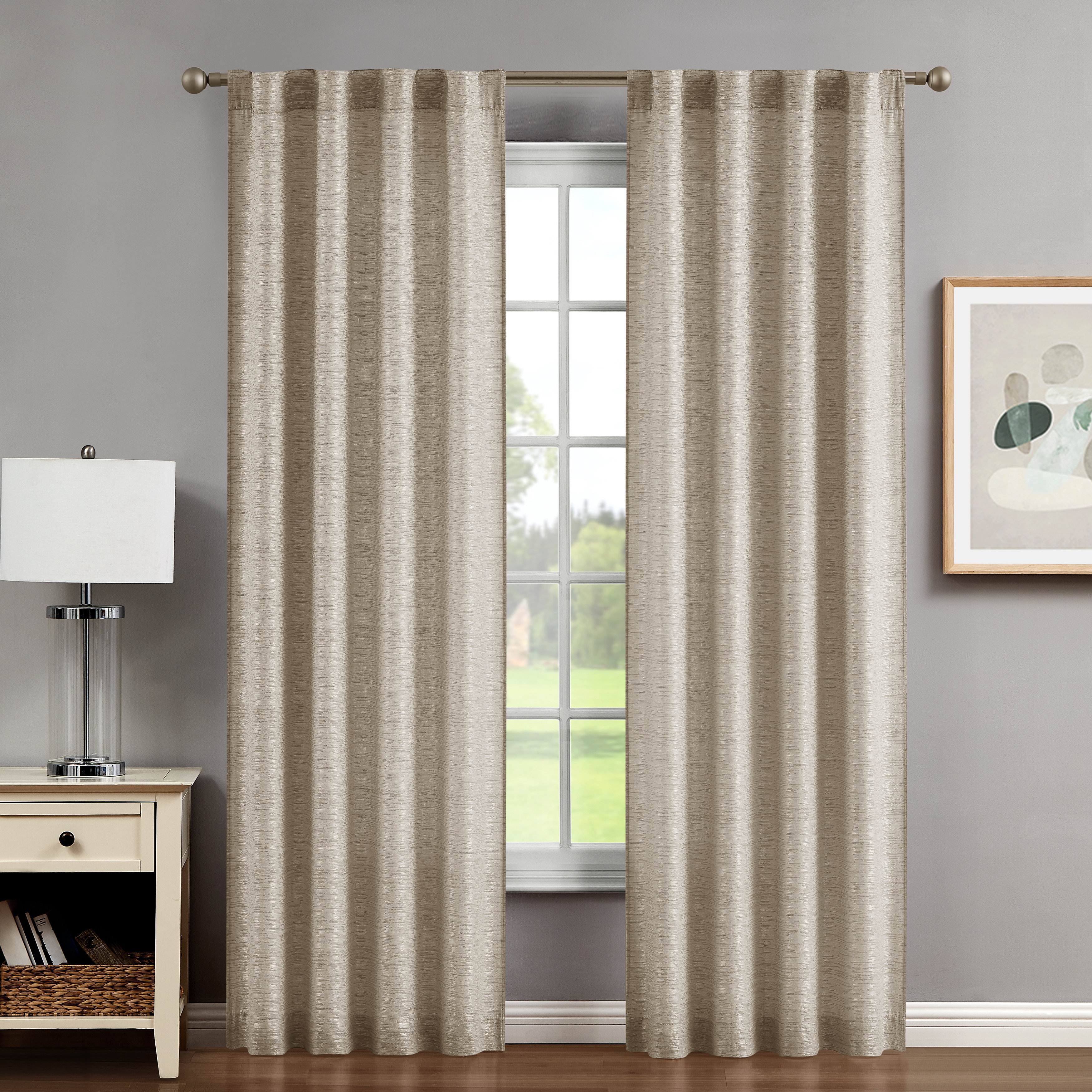 House of Hampton® Synthetic Fabrics Semi-Sheer Curtain Pair