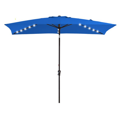 6.5x10 FT Rectangular Outdoor Patio Market Lighted Umbrella