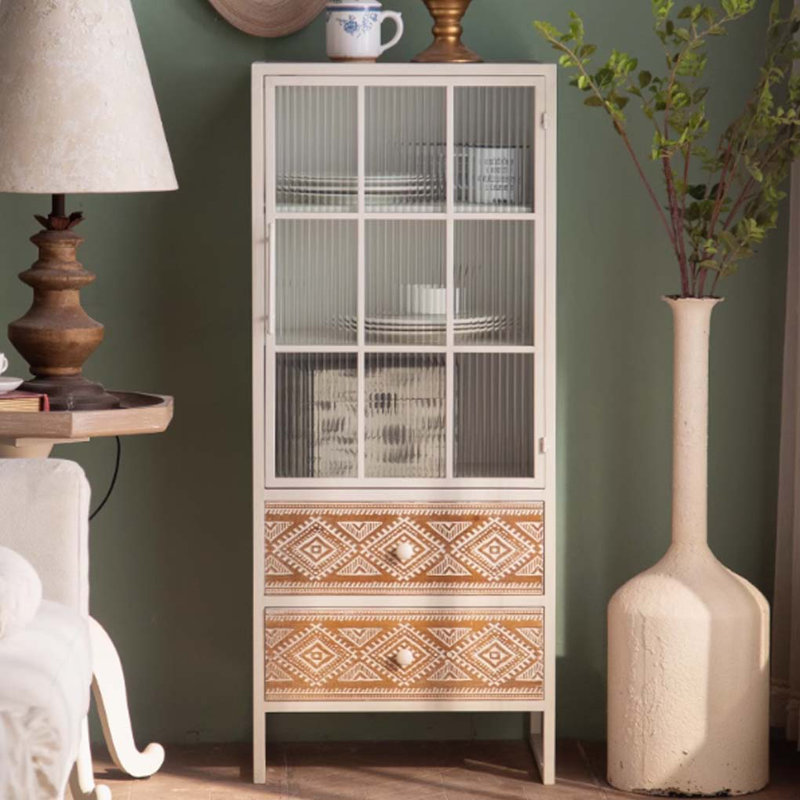 Bohemian Style Iron and Wood Storage Cabinet