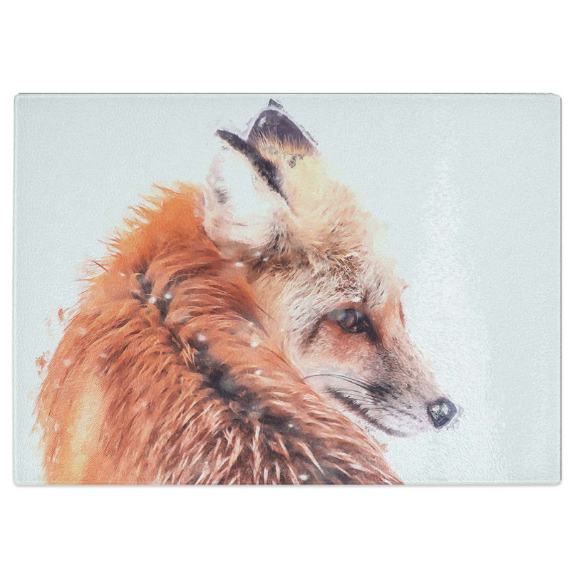 Tempered Glass Fox in Winter Chopping Board, 28.5 cm W x 20 cm L