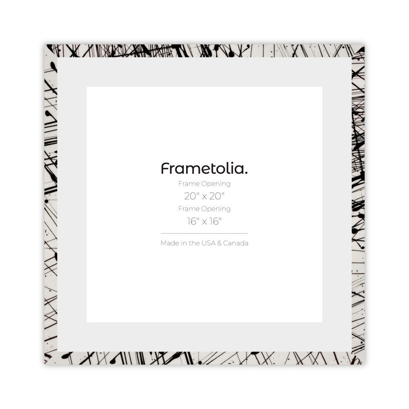 Cadre mural Frametolia Metro Fade Splash, 20 po x 20 po, 16 po x 16 po, Blanc/Noir