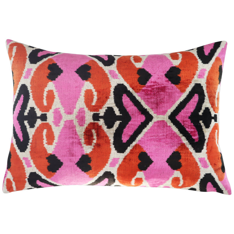 Velvet Rectangular Pillow Cover & Insert, Orange Geometric Shapes