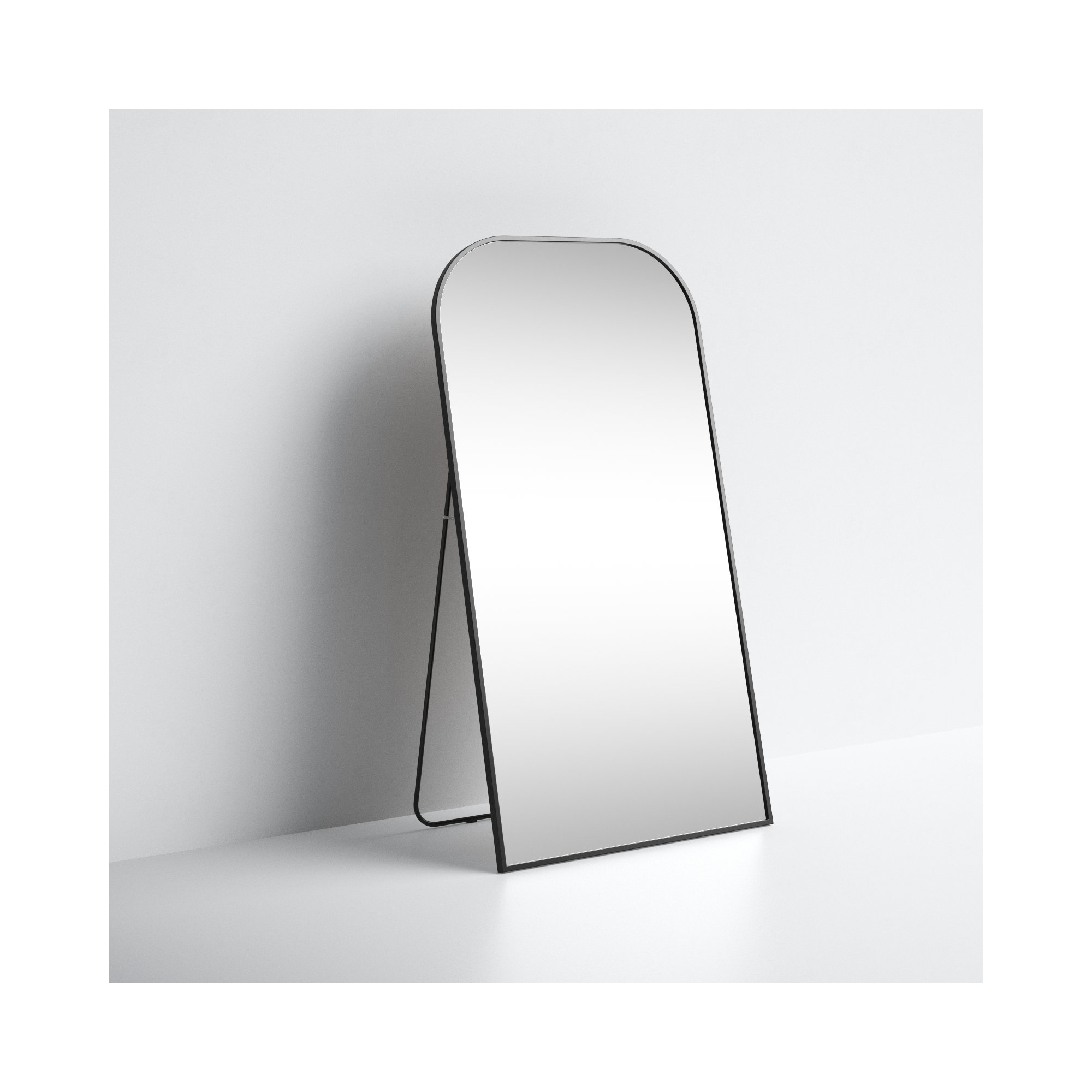 Sabine Metal Arch Floor Mirror, 66" x 35", Black