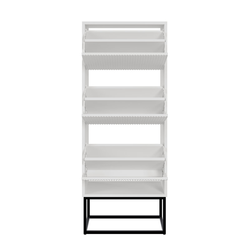 Veldio Three-Tier Shoe Cabinet 50 cm with Legs, White/Black