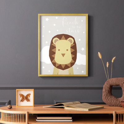 Stars Lion Framed Print - Solid Wood