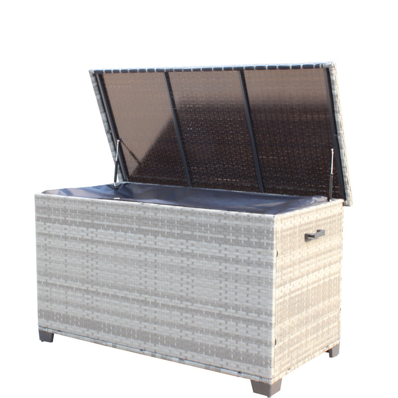 Wicker Patio Furniture Storage Box (Grey )