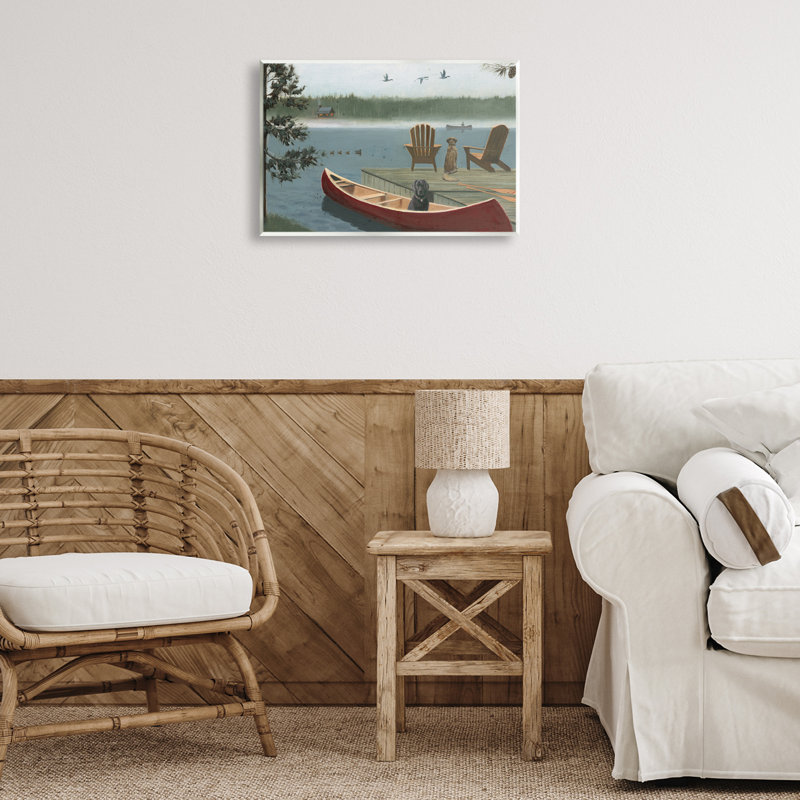 «Dogs on Lake Dock» par James Wiens, H 13 po x l 19 po