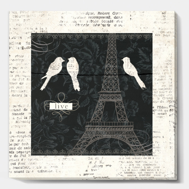 «Paris Vintage Collage II», reproduction d'art sur toile tendue, H 30 po x l 30 po x P 1 po