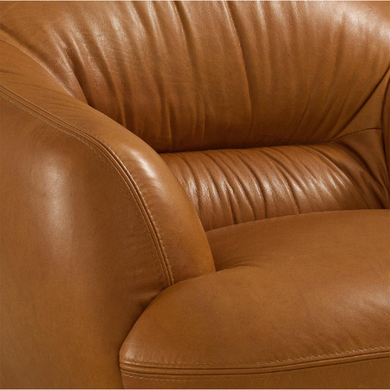 Causeuse Nichls, Cuir véritable cognac, 35" H x 66" W x 38" D