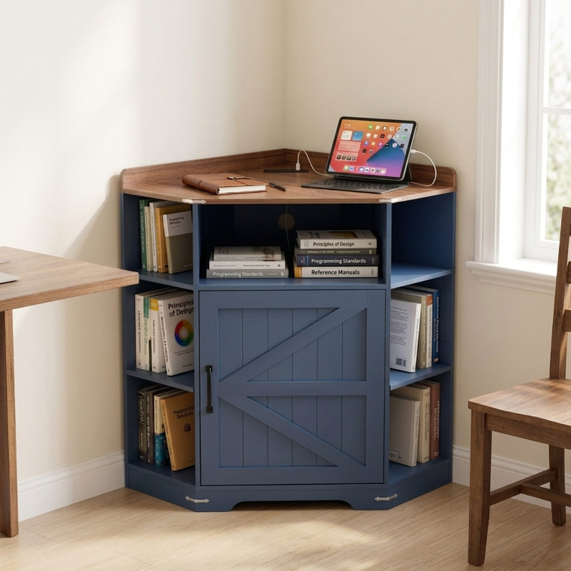 Armoire d'angle avec station de charge, Blue+Brown