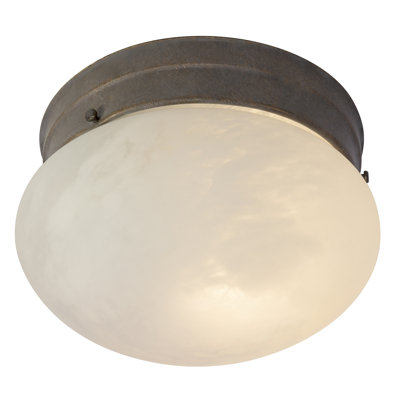 7.5-Inch Flush Mount Ceiling Light, Traditional Round Fixture with Marble Glass Shade, Desert Stone Finish, Ideal for Hallway, Closet, Laundry Room, and Small Spaces