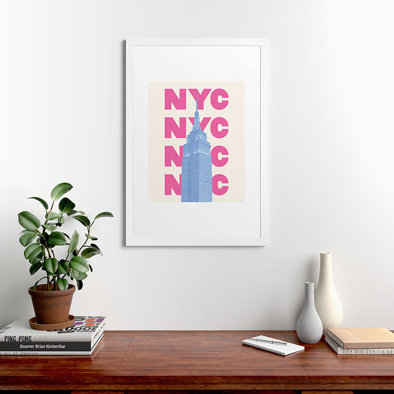 «April Lane Art NYC Empire State Building», reproduction d'art encadrée, Blanc, H 36 po x l 24 po